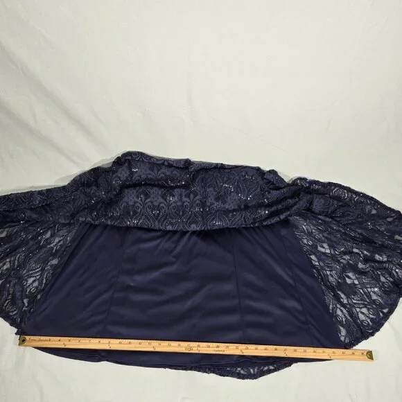 R & M Richards Mother Of The Bride BLUE Sequined Lace Sheer Formal Dress Size 16 - Picture 17 of 17